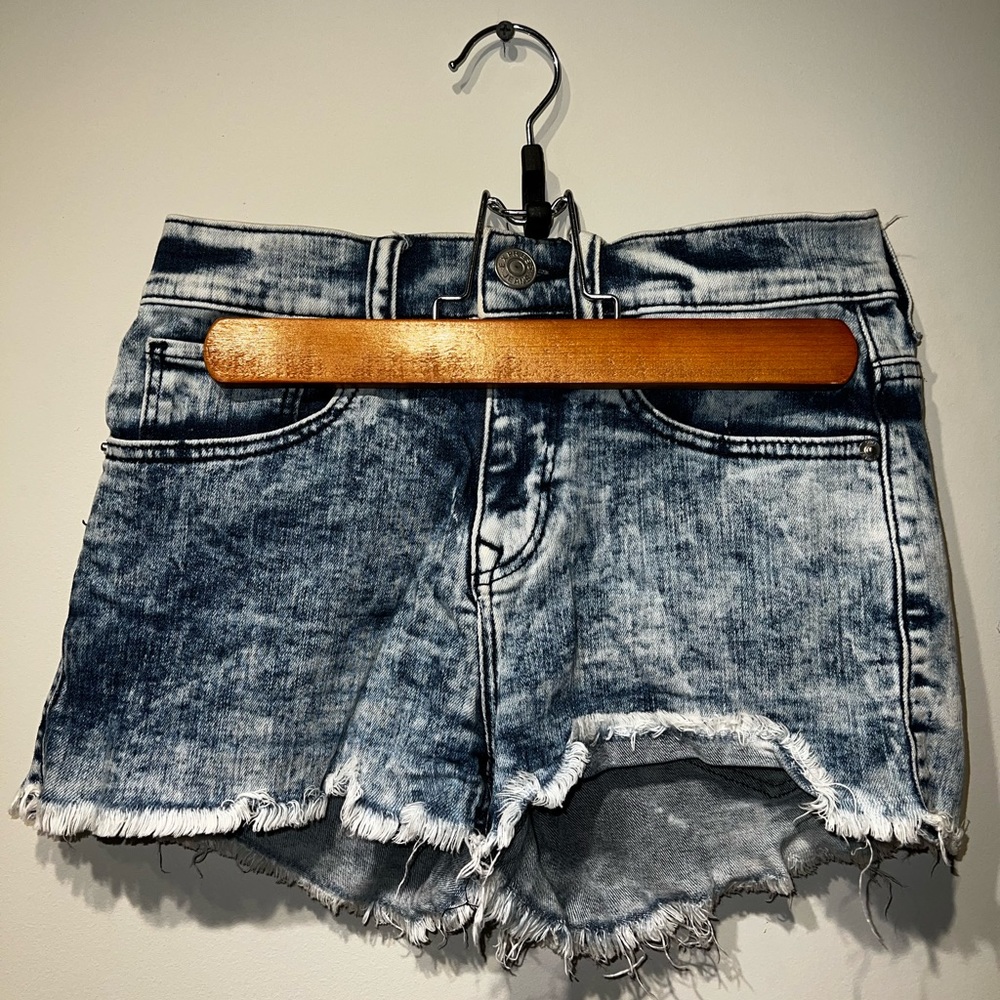 Short jean shorts. Express brand. Bleach washed
